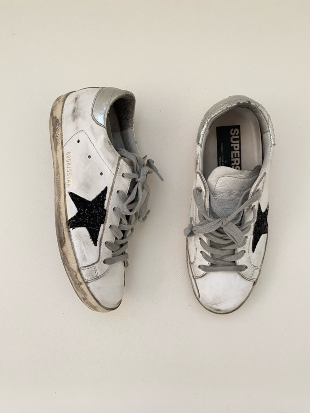 Golden Goose Distressed Glitter Star Sneakers